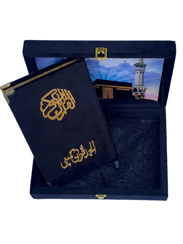 Holy Quran with Black Shaneel Box Perfumed Tajweedi Art Paper Pakistan