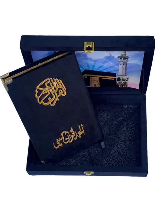 Holy Quran with Black Shaneel Box Perfumed Tajweedi Art Paper Pakistan