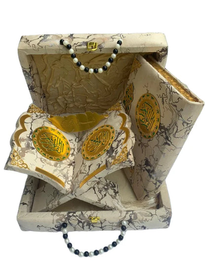 Holy Quran with Beige Textured Shaneel Box Perfumed Kanzul Iman Art Paper Pakistan