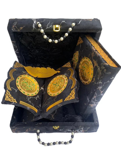 Holy Quran with Black Textured Shaneel Box Perfumed Kanzul Iman Art Paper Pakistan