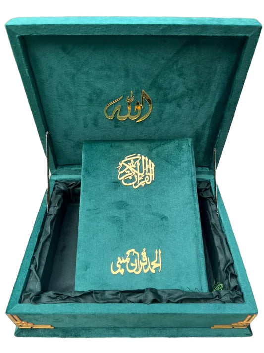 Holy Quran with Green Shaneel Rehal Box (Perfumed Kanzul Iman) – Art Paper Pakistan