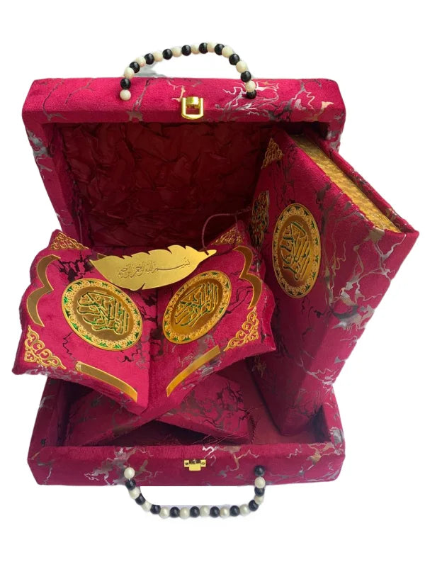 Holy Quran with Maroon Textured Shaneel Box Perfumed Kanzul Iman Art Paper Pakistan