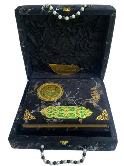 Holy Quran with Black Textured Shaneel Box (Perfumed)
