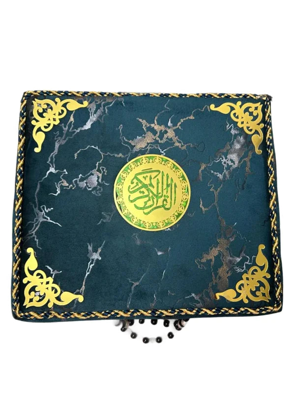 Holy Quran with Green Textured Shaneel Box (Perfumed)