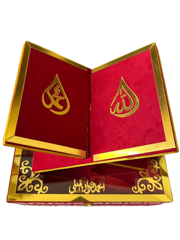 Red Shaneel Glass Box with Rehal Pakistan