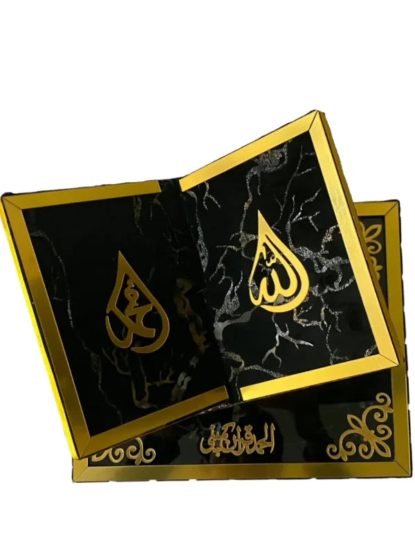Textured Black Shaneel Glass Box with Rehal Pakistan