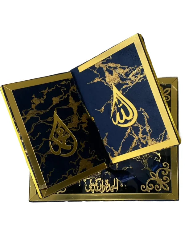 Textured Blue Shaneel Glass Box with Rehal Pakistan