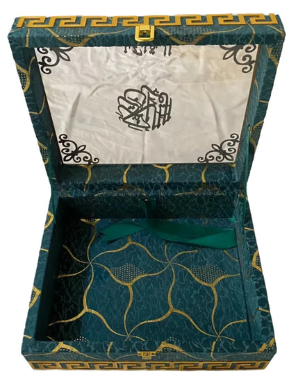 Textured Green Shaneel Glass Box with Rehal
